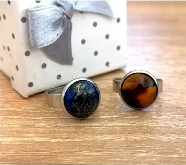 Komplet Prstanov Obilje in Mir - Lapis lazuli in Tigrovo oko