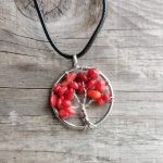 Obesek Drevo življenja rdeča korala