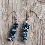 Uhani snežinkasti obsidian